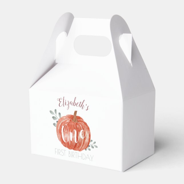 One Little Pumpkin 1st Birthday   Favor Boxes (Front Side)