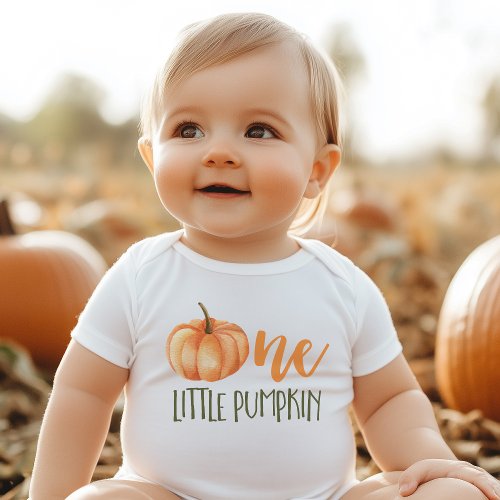 One Little Pumpkin Babys 1st Birthday Baby Bodysuit