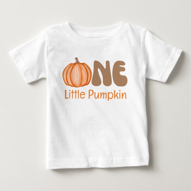 One Little Pumpkin Baby's 1st Birthday Baby T-Shirt (Front)