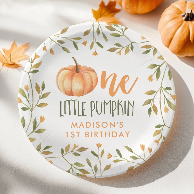 One Little Pumpkin Baby's 1st Birthday Paper Plates (Creator Uploaded)