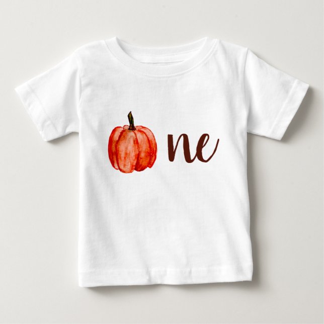 One Little pumpkin orange fall First Birthday Baby T-Shirt (Front)