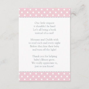 One Little Request Pink Baby Shower Book Enclosure Card