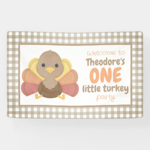 One Little Turkey First Birthday Banner
