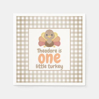 One Little Turkey First Birthday Party Napkins