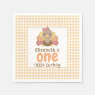 One Little Turkey Girl's First Birthday Party Napkins