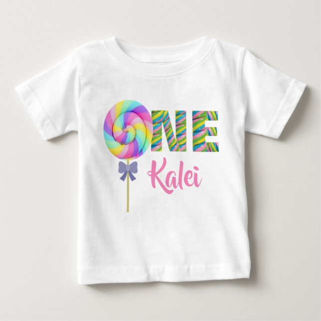 One Lollipop Custom Baby T-Shirt (Front)