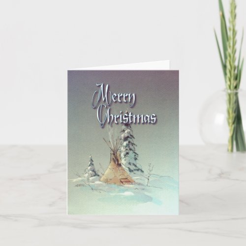 ONE LONE TIPI MERRY CHRISTMAS by SHARON SHARPE Holiday Card