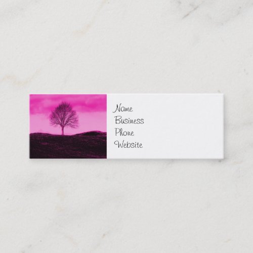 One Lone Tree Silhouette Hot Pink Landscape Business Cards