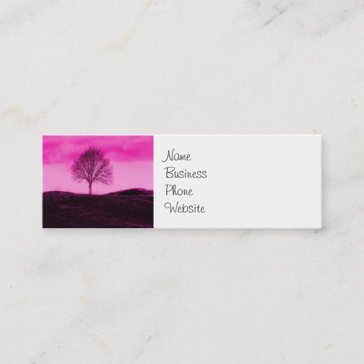 Customizable One Lone Tree Silhouette Hot Pink Landscape Business Cards