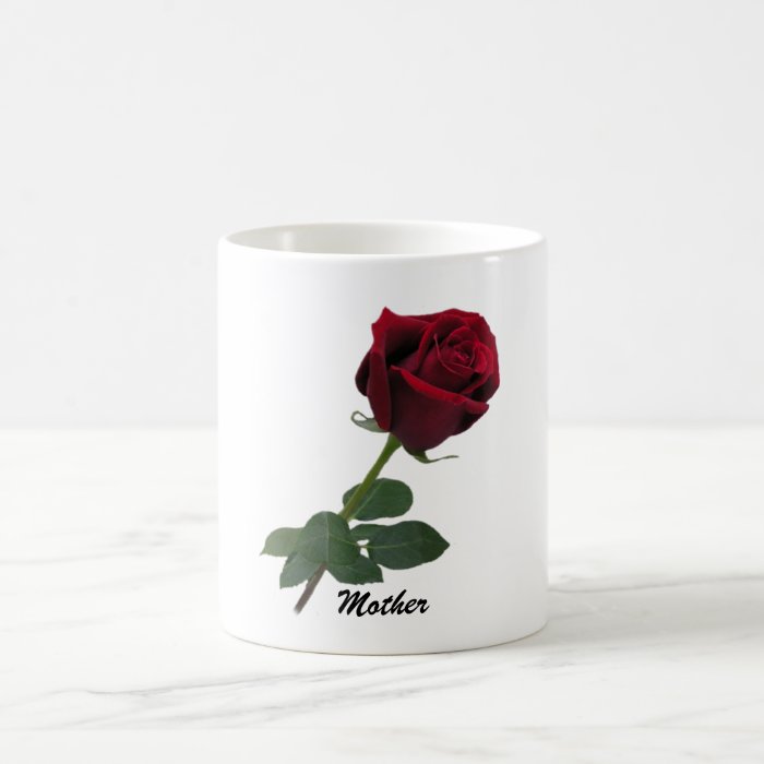 One Long Stem Deep Red Rose Mug