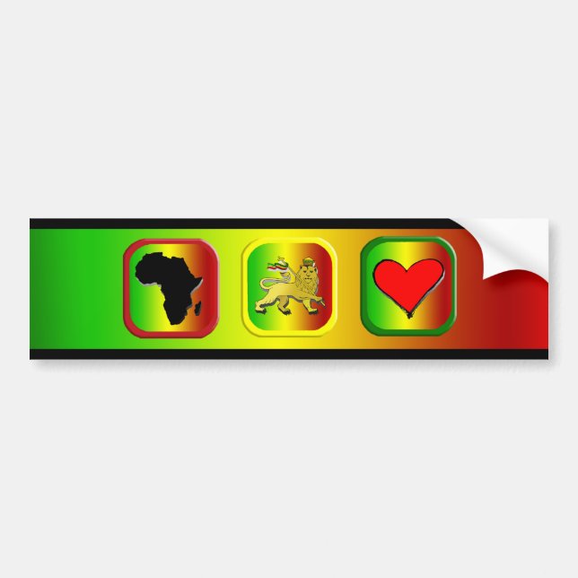 One Love African Map Lion king of Judah Bumper Sticker (Front)