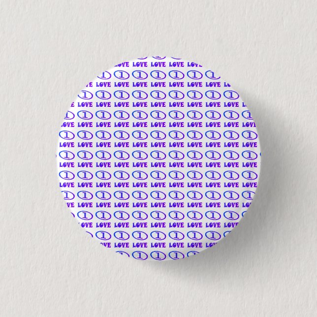 One Love art pattern blue hint of purple           Button (Front)