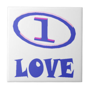 One Love art pattern blue hint of purple Ceramic Tile