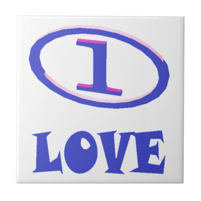 One Love art pattern blue hint of purple           Ceramic Tile (Front)