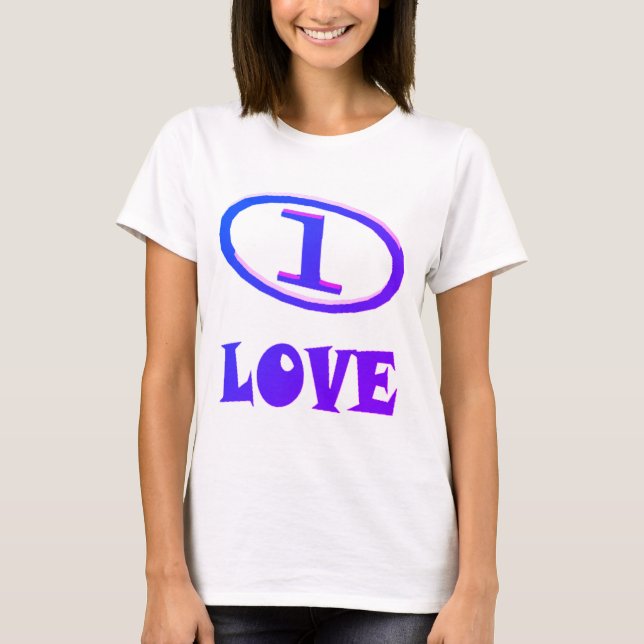 One Love art pattern blue hint of purple          T-Shirt (Front)