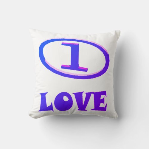 One Love art pattern blue hint of purple          Throw Pillow