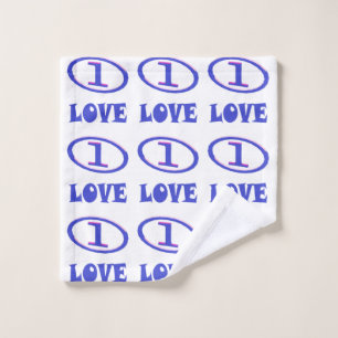 One Love art pattern blue hint of purple           Wash Cloth