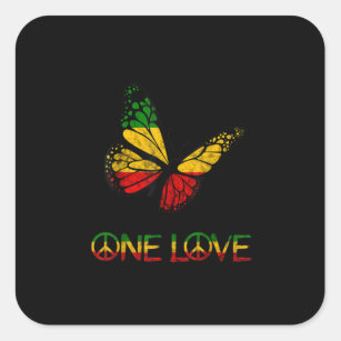 One Love Butterfly Rasta Reggae Peace Square Sticker