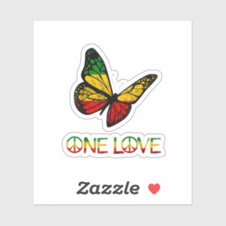 One Love Butterfly Rasta Reggae Peace Sticker