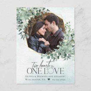 One Love Eucalyptus Photo Engagement Postcard
