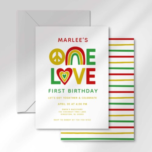 One Love First Reggae Birthday Invitation