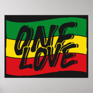One Love Flag Reggae Rasta Poster