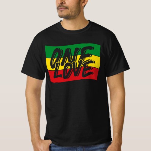 One Love Flag Reggae Rasta T_Shirt