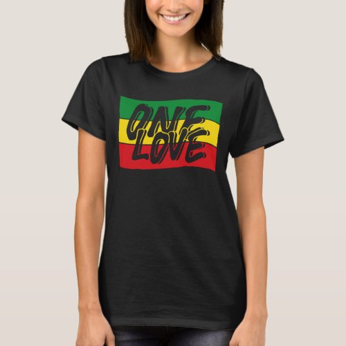 One Love Flag T_shirt Reggae Rasta