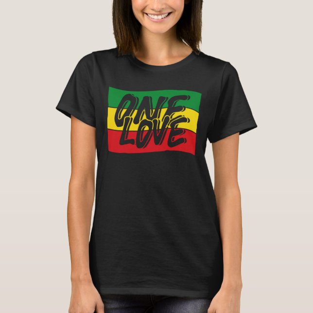 One Love Flag T-shirt Reggae Rasta (Front)