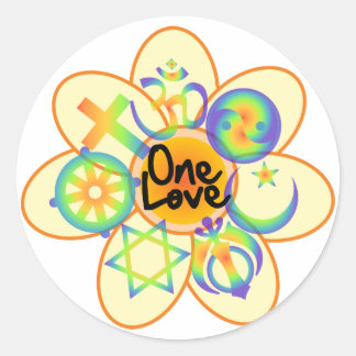 One Love Flower Classic Round Sticker