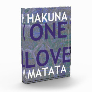 One Love Hakuna Matata Swahili Blue Gray Abstract  Award