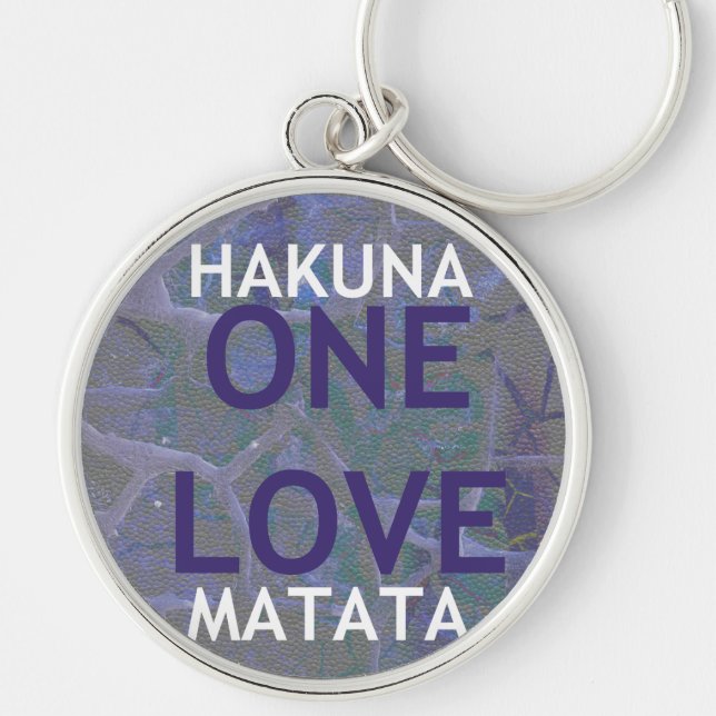 One Love Hakuna Matata Swahili Blue Gray Abstract  Keychain (Front)