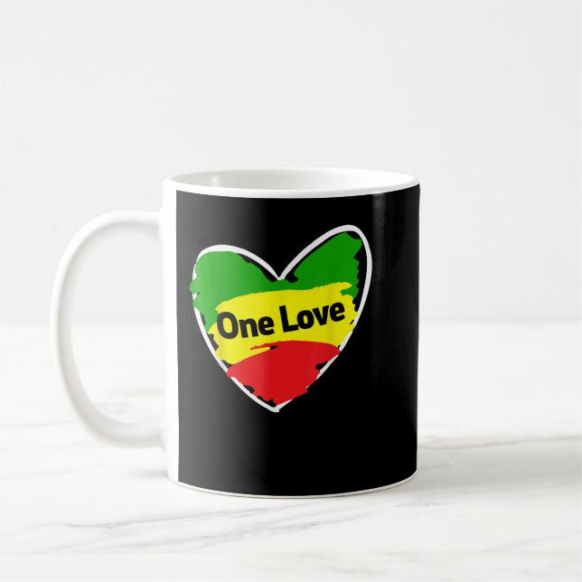 One Love Heart Jamaican Flag Coffee Mug (Left)