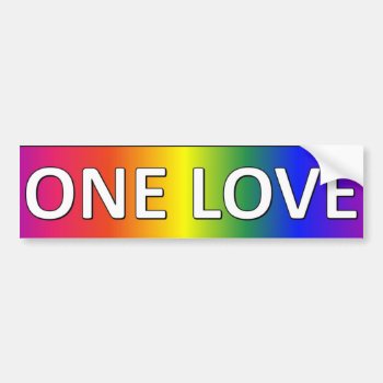 One Love In Rainbow Colors Bumper Sticker by Stickies at Zazzle