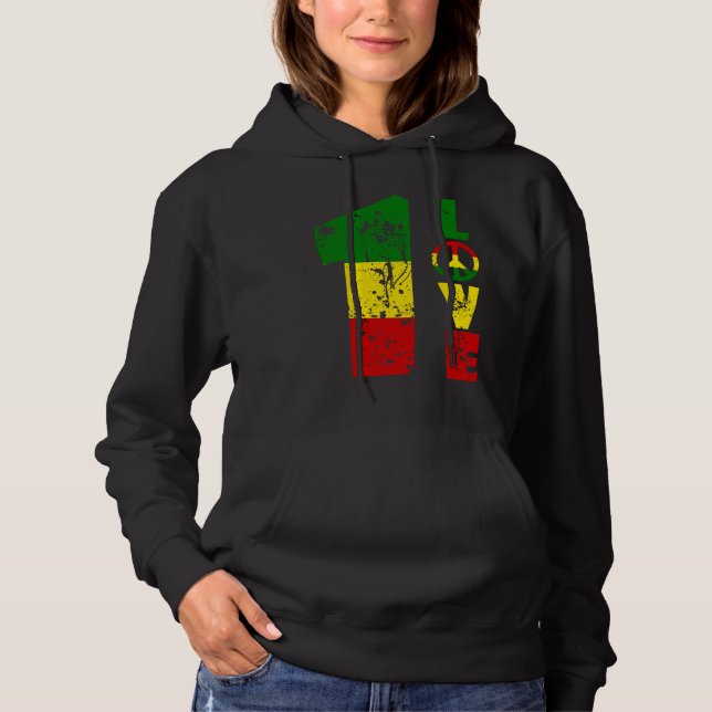 One Love Jamaica  Rasta Reggae Music Caribbean Pri Hoodie (Front)