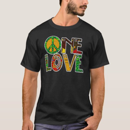 One Love Jamaica Rasta Reggae Peace Black History  T_Shirt