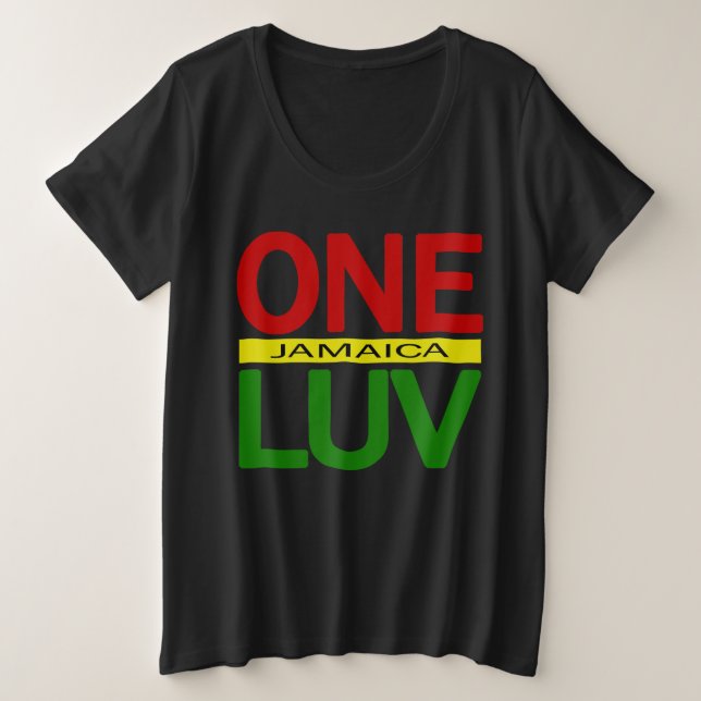One Love Jamaica Red Gold Green Plus Size T-Shirt (Design Front)