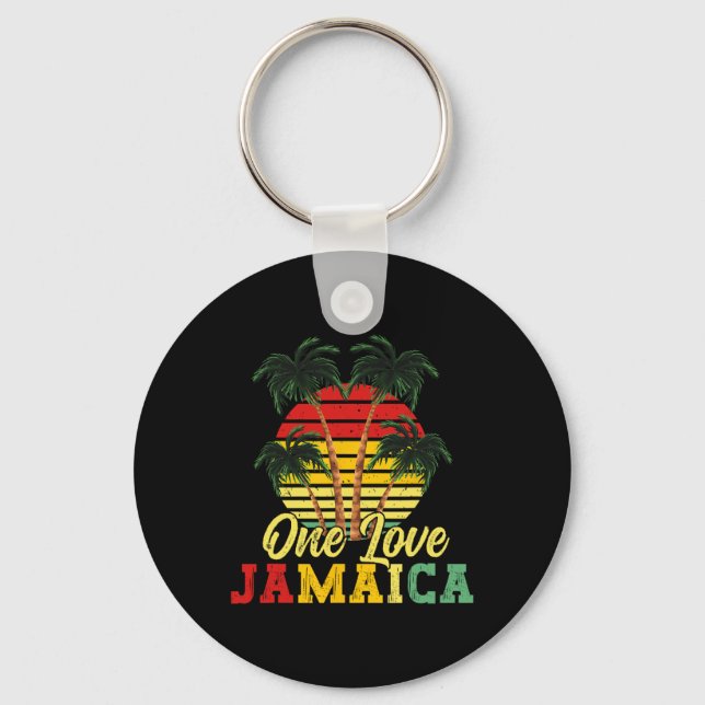 One Love Jamaica Summer Family Vacation Jamaican R Keychain (Front)
