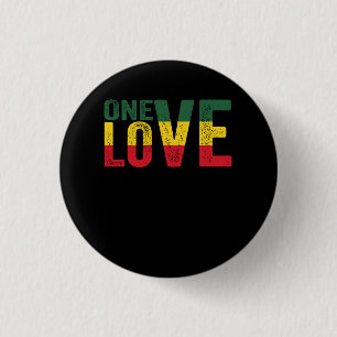 One Love Jamaican Rasta Reggae Button
