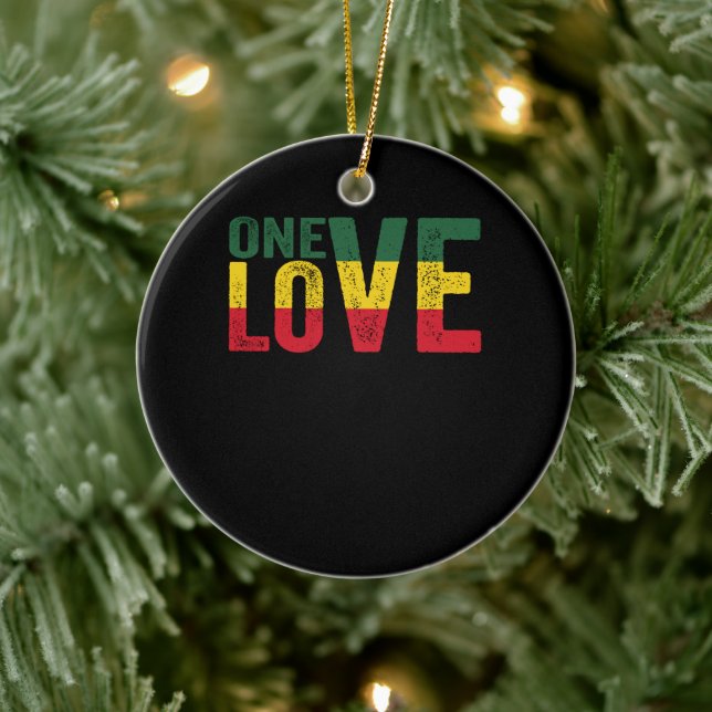 One Love Jamaican Rasta Reggae Ceramic Ornament (Tree)