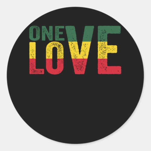 One Love Jamaican Rasta Reggae Classic Round Sticker