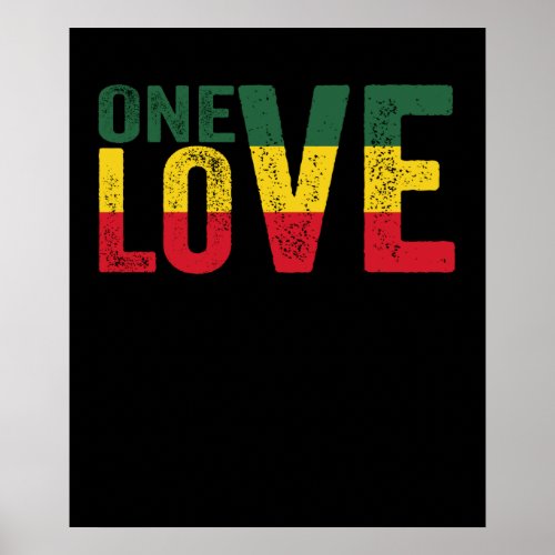 One Love Jamaican Rasta Reggae Poster