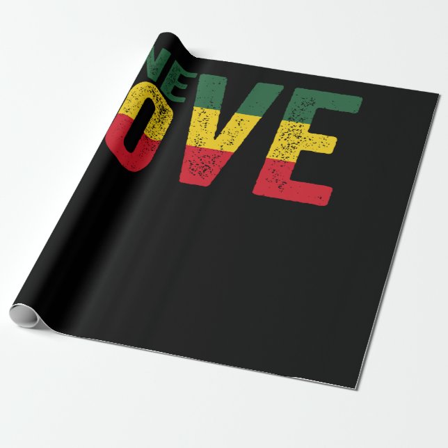 One Love Jamaican Rasta Reggae Wrapping Paper (Unrolled)