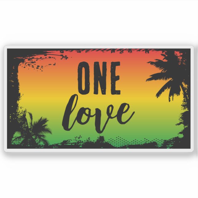 One Love Jamaican Rasta Tropical Peace Sticker (Front)