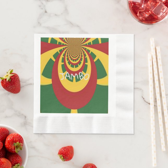 One Love Jambo Hakuna Matata Jamaica Rasta Colors Napkins (Insitu)