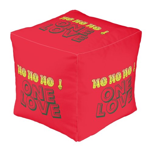 One Love Merry Christmas Red Golden Green Pouf