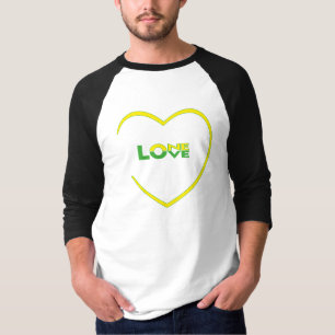 One Love One Heart Jamaican flag colors front-back T-Shirt