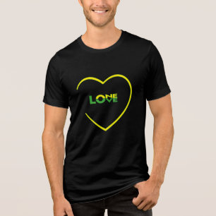 One Love One Heart Jamaican flag colors front-back Tri-Blend Shirt