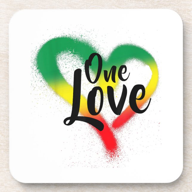 One Love One Heart Reggae Vibes Beverage Coaster (Front)
