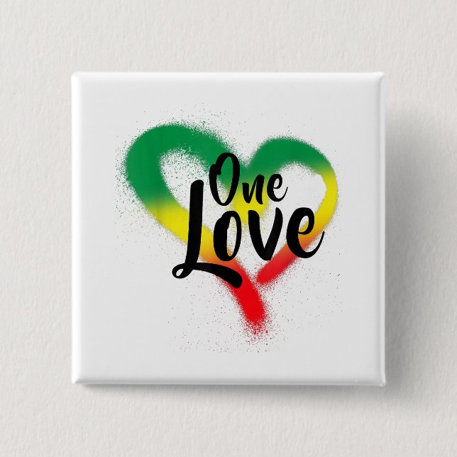 One Love One Heart Reggae Vibes Button (Front)